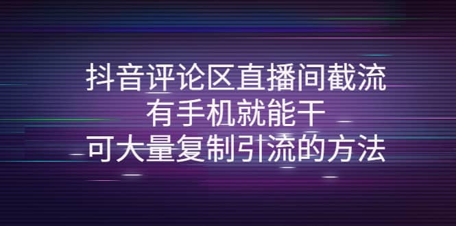 抖音评论区直播间截流，有手机就能干，可大量复制引流的方法网创吧-网创项目资源站-副业项目-创业项目-搞钱项目念念云网创