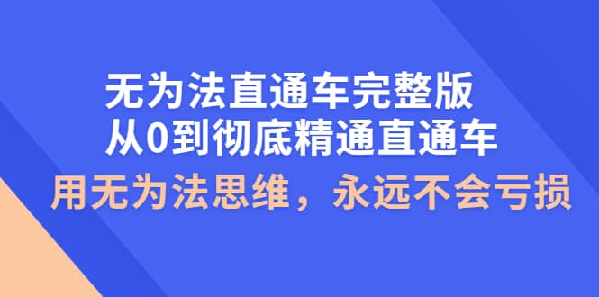 无为法直通车完整版：从0到彻底精通直通车，用无为法思维，永远不会亏损网创吧-网创项目资源站-副业项目-创业项目-搞钱项目念念云网创