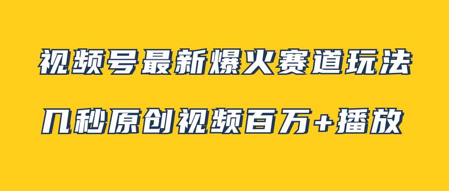 视频号最新爆火赛道玩法，几秒视频可达百万播放，小白即可操作（附素材）网创吧-网创项目资源站-副业项目-创业项目-搞钱项目念念云网创