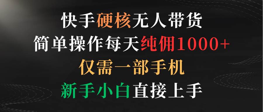 快手硬核无人带货，简单操作每天纯佣1000+,仅需一部手机，新手小白直接上手网创吧-网创项目资源站-副业项目-创业项目-搞钱项目念念云网创