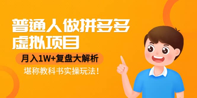 普通人做拼多多虚拟项目，复盘大解析，堪称教科书实操玩法网创吧-网创项目资源站-副业项目-创业项目-搞钱项目念念云网创
