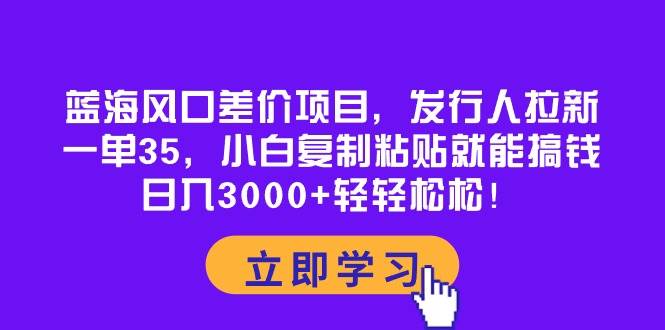 蓝海风口差价项目，发行人拉新，一单35，小白复制粘贴就能搞钱！日入3000+轻轻松松网创吧-网创项目资源站-副业项目-创业项目-搞钱项目念念云网创