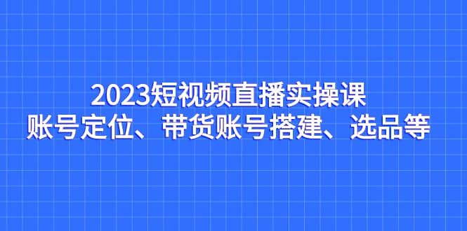2023短视频直播实操课，账号定位、带货账号搭建、选品等网创吧-网创项目资源站-副业项目-创业项目-搞钱项目念念云网创