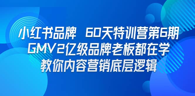 小红书品牌 60天特训营第6期 GMV2亿级品牌老板都在学 教你内容营销底层逻辑网创吧-网创项目资源站-副业项目-创业项目-搞钱项目念念云网创