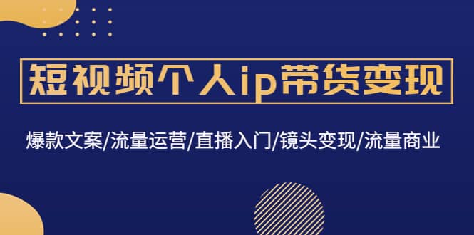 短视频个人ip带货变现：爆款文案/流量运营/直播入门/镜头变现/流量商业网创吧-网创项目资源站-副业项目-创业项目-搞钱项目念念云网创