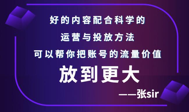 张sir账号流量增长课，告别海王流量，让你的流量更精准网创吧-网创项目资源站-副业项目-创业项目-搞钱项目念念云网创