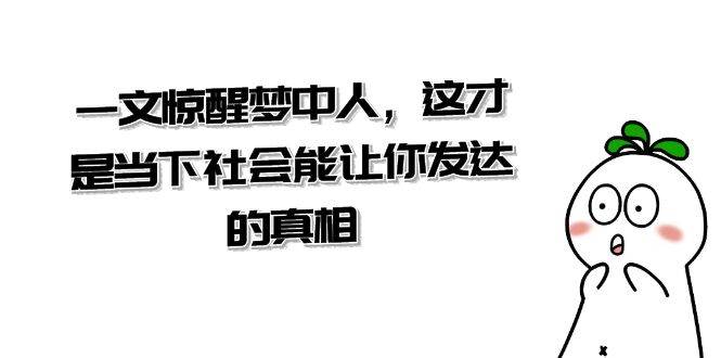 某公众号付费文章《一文 惊醒梦中人，这才是当下社会能让你发达的真相》网创吧-网创项目资源站-副业项目-创业项目-搞钱项目念念云网创