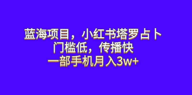 蓝海项目，小红书塔罗占卜，门槛低，传播快，一部手机月入3w+网创吧-网创项目资源站-副业项目-创业项目-搞钱项目念念云网创