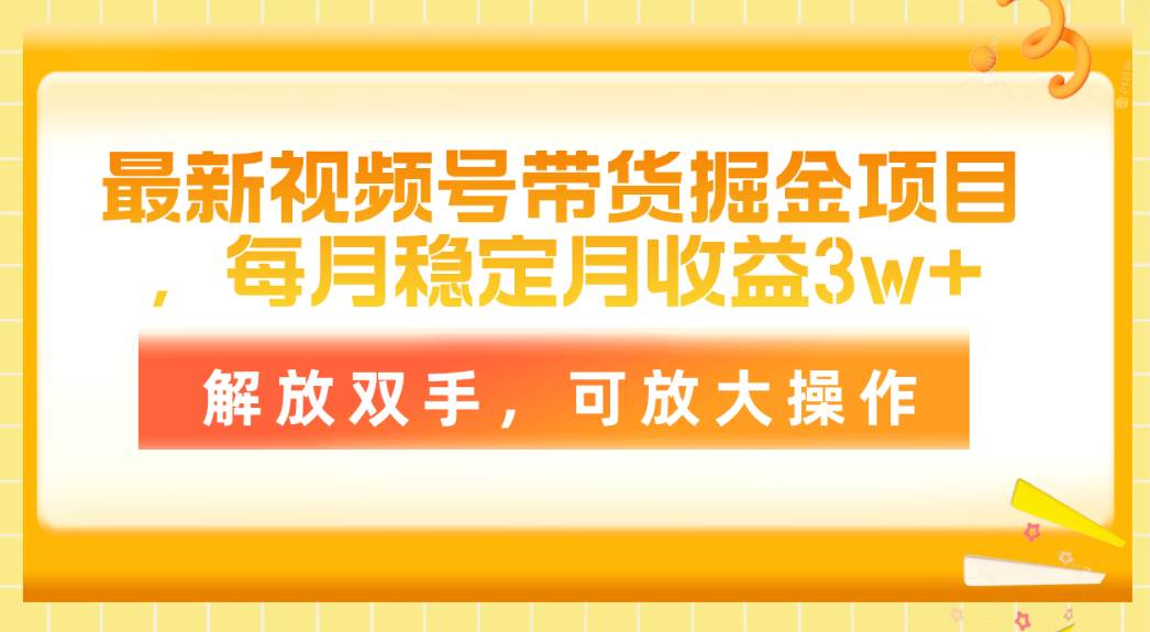 最新视频号带货掘金项目，每月稳定月收益3w+，解放双手，可放大操作网创吧-网创项目资源站-副业项目-创业项目-搞钱项目念念云网创