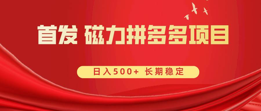 首发 磁力拼多多自撸  日入500+网创吧-网创项目资源站-副业项目-创业项目-搞钱项目念念云网创