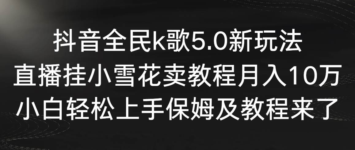抖音全民k歌5.0新玩法，直播挂小雪花卖教程月入10万，小白轻松上手，保…网创吧-网创项目资源站-副业项目-创业项目-搞钱项目念念云网创