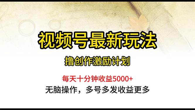 视频号最新玩法，每日一小时月入5000+网创吧-网创项目资源站-副业项目-创业项目-搞钱项目念念云网创