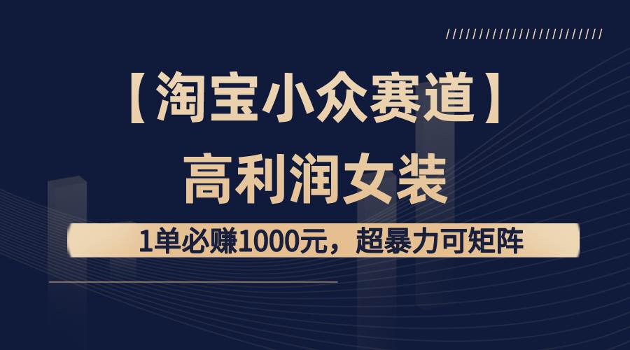 【淘宝小众赛道】高利润女装：1单必赚1000元，超暴力可矩阵网创吧-网创项目资源站-副业项目-创业项目-搞钱项目念念云网创