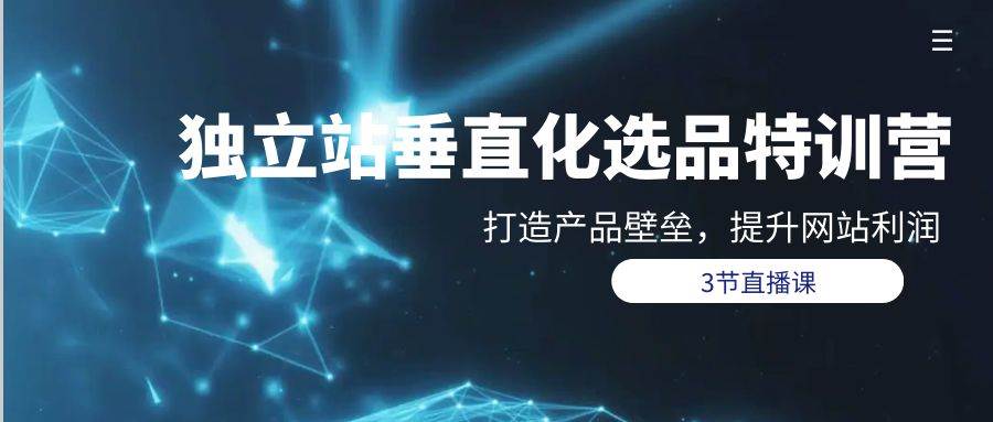 独立站-垂直化选品训练营，打造产品壁垒，提升网站利润（3节直播课）网创吧-网创项目资源站-副业项目-创业项目-搞钱项目念念云网创