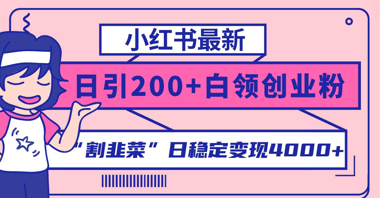 小红书最新日引200+创业粉”割韭菜“日稳定变现4000+实操教程！网创吧-网创项目资源站-副业项目-创业项目-搞钱项目念念云网创