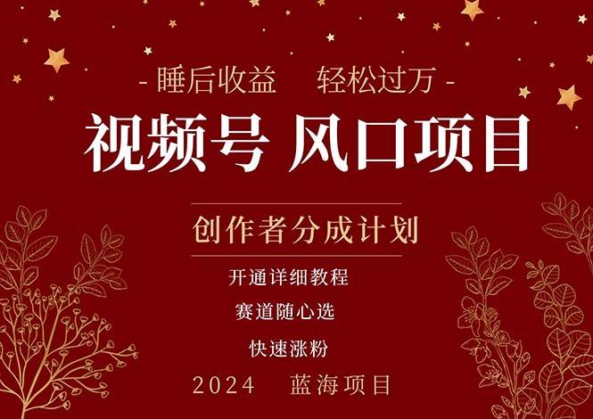 拥有睡眠收益的微信视频号大风口项目，轻松月入过万+，多赛道选择，可…网创吧-网创项目资源站-副业项目-创业项目-搞钱项目念念云网创