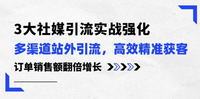 3大社媒引流实操强化，多渠道站外引流/高效精准获客/订单销售额翻倍增长网创吧-网创项目资源站-副业项目-创业项目-搞钱项目念念云网创
