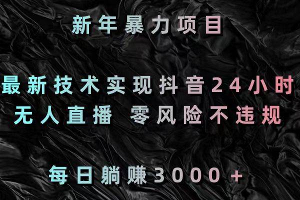新年暴力项目，最新技术实现抖音24小时无人直播 零风险不违规 每日躺赚3000网创吧-网创项目资源站-副业项目-创业项目-搞钱项目念念云网创