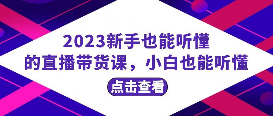 2023新手也能听懂的直播带货课，小白也能听懂，20节完整网创吧-网创项目资源站-副业项目-创业项目-搞钱项目念念云网创