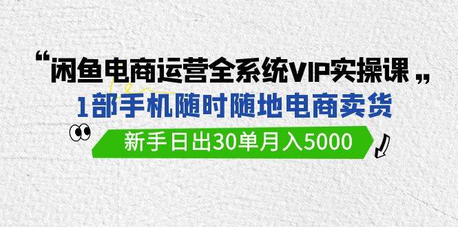 闲鱼电商运营全系统VIP实战课，1部手机随时随地卖货，新手日出30单月入5000网创吧-网创项目资源站-副业项目-创业项目-搞钱项目念念云网创