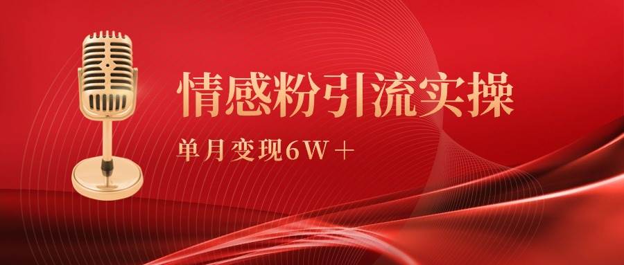 单月变现6w+，情感粉引流变现实操课网创吧-网创项目资源站-副业项目-创业项目-搞钱项目念念云网创