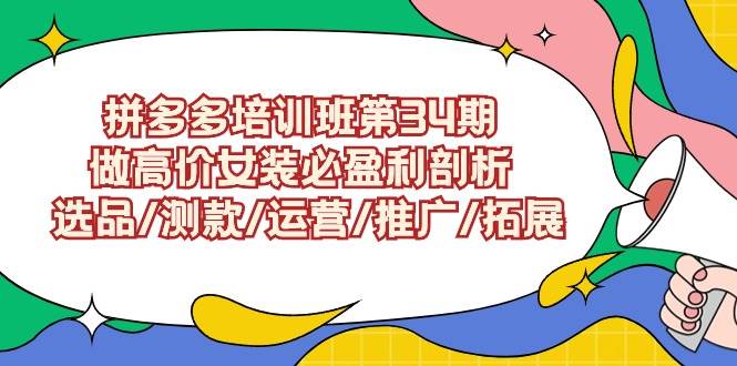 拼多多培训班第34期：做高价女装必盈利剖析  选品/测款/运营/推广/拓展网创吧-网创项目资源站-副业项目-创业项目-搞钱项目念念云网创