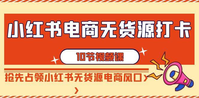 小红书电商-无货源打卡，抢先占领小红书无货源电商风口（10节课）网创吧-网创项目资源站-副业项目-创业项目-搞钱项目念念云网创
