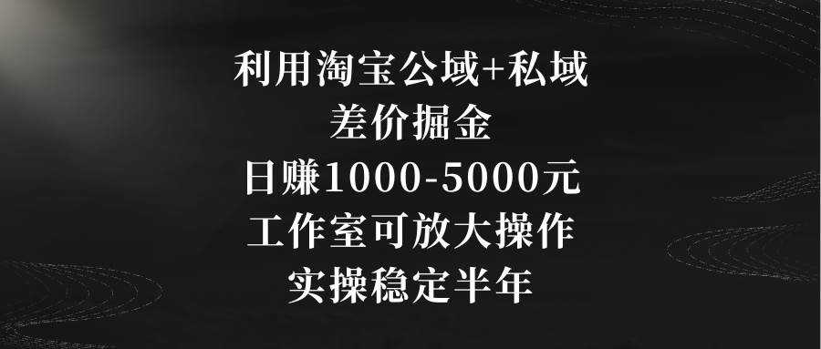 利用淘宝公域+私域差价掘金，日赚1000-5000元，工作室可放大操作，实操…网创吧-网创项目资源站-副业项目-创业项目-搞钱项目念念云网创