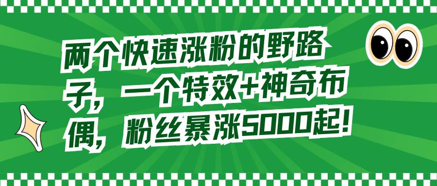 两个快速涨粉的野路子，一个特效+神奇布偶，粉丝暴涨5000起！网创吧-网创项目资源站-副业项目-创业项目-搞钱项目念念云网创