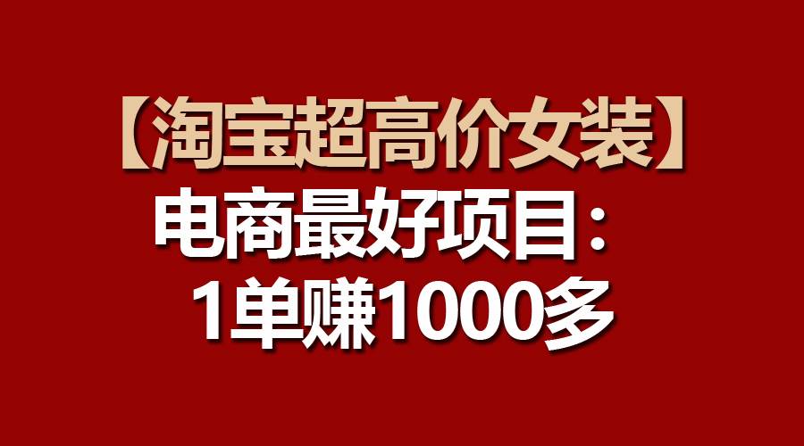 【淘宝超高价女装】电商最好项目：一单赚1000多网创吧-网创项目资源站-副业项目-创业项目-搞钱项目念念云网创