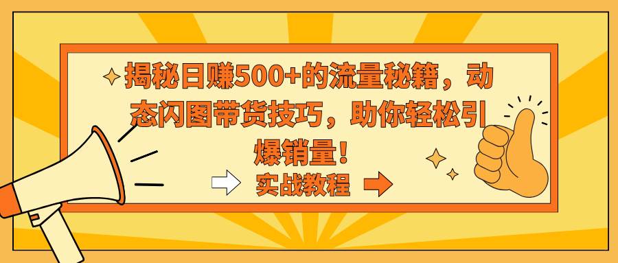 揭秘日赚500+的流量秘籍，动态闪图带货技巧，助你轻松引爆销量！网创吧-网创项目资源站-副业项目-创业项目-搞钱项目念念云网创