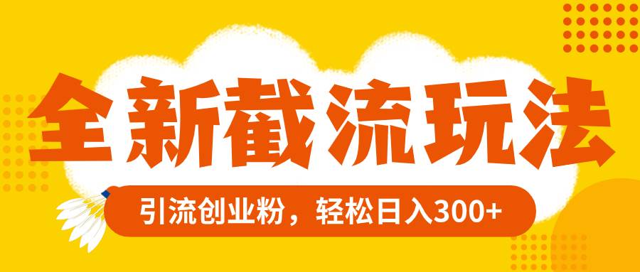 全新截流玩法，精准引流创业粉，轻松日入300+网创吧-网创项目资源站-副业项目-创业项目-搞钱项目念念云网创