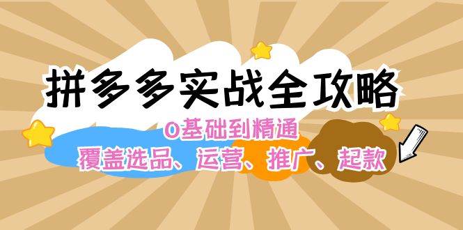 拼多多实战全攻略：0基础到精通，覆盖选品、运营、推广、起款网创吧-网创项目资源站-副业项目-创业项目-搞钱项目念念云网创