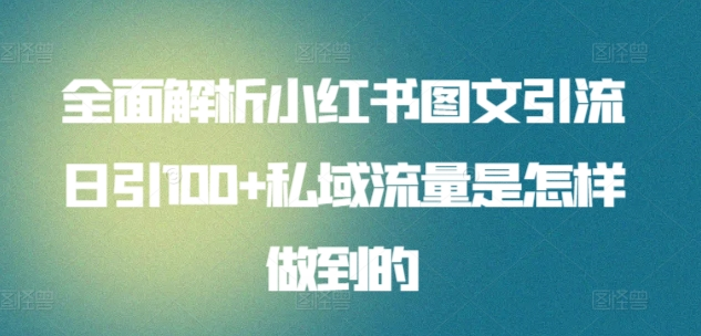 暴力引流 小红书图文引流日引100私域全面拆解【打粉人必看】网创吧-网创项目资源站-副业项目-创业项目-搞钱项目念念云网创