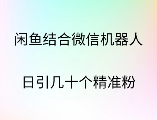 闲鱼结合微信机器人，日引几十个精准粉网创吧-网创项目资源站-副业项目-创业项目-搞钱项目念念云网创