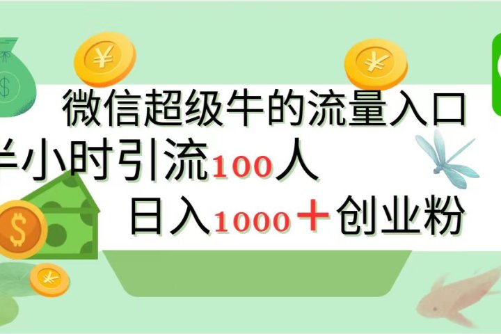 新的引流变现阵地，微信超级牛的流量入口，半小时引流100人，日入1000+创业粉网创吧-网创项目资源站-副业项目-创业项目-搞钱项目念念云网创