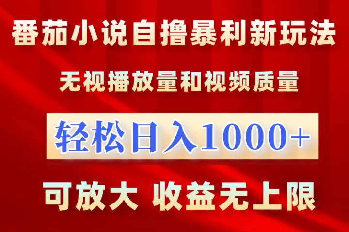 最新番茄小说自撸暴利新玩法！无视播放量，轻松日入1000+，可放大，收益无上限！网创吧-网创项目资源站-副业项目-创业项目-搞钱项目念念云网创