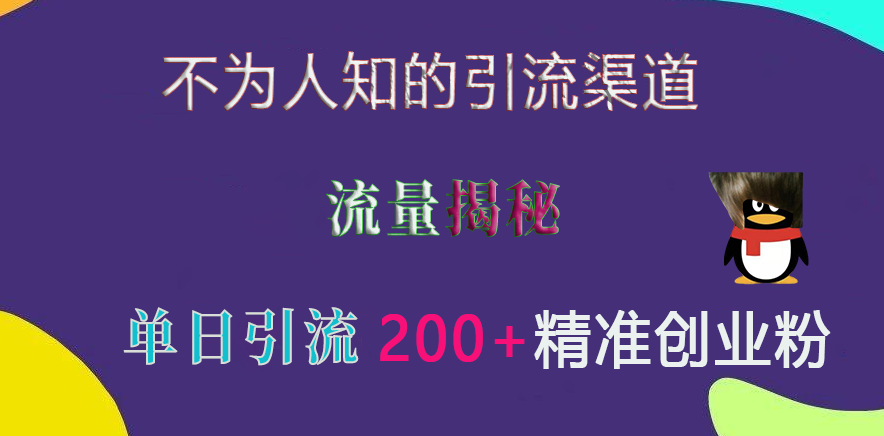 不为人知的引流渠道，流量揭秘，实测单日引流200+精准创业粉网创吧-网创项目资源站-副业项目-创业项目-搞钱项目念念云网创