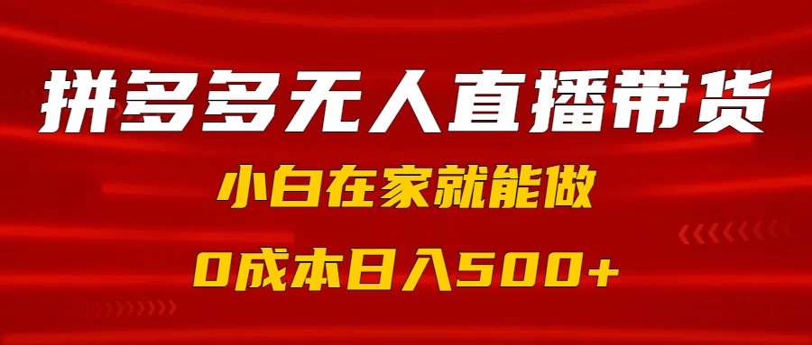 拼多多无人直播带货，小白在家就能做，0成本日入500+网创吧-网创项目资源站-副业项目-创业项目-搞钱项目念念云网创