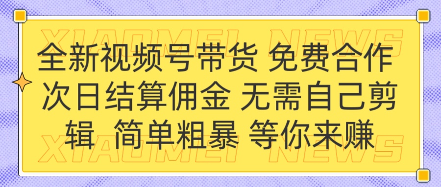 全新视频号 免费合作 佣金次日结算 无需自己剪辑网创吧-网创项目资源站-副业项目-创业项目-搞钱项目念念云网创