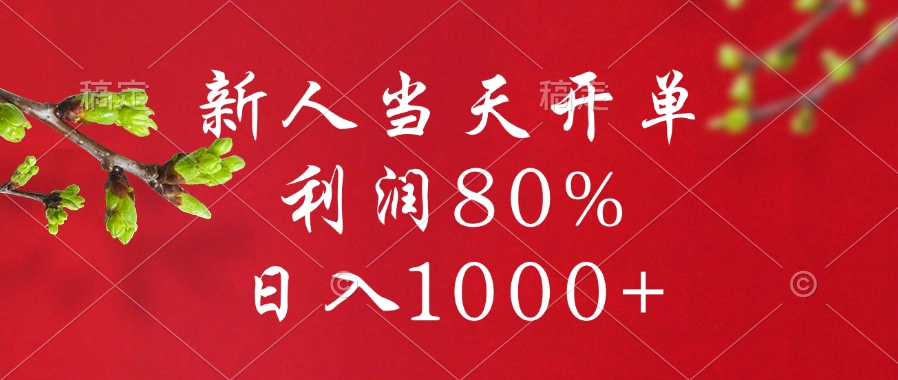 新人当天开单，利润80%，日入1000+网创吧-网创项目资源站-副业项目-创业项目-搞钱项目念念云网创