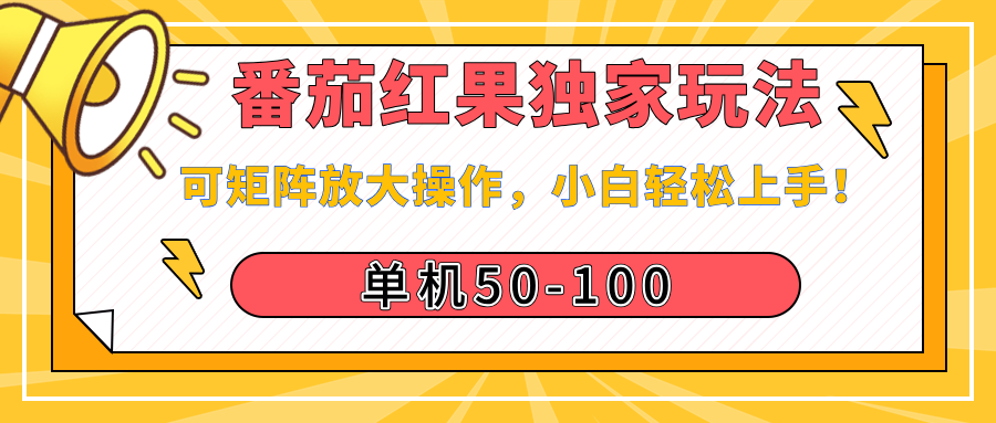 番茄红果独家玩法，单机50-100，可矩阵放大操作，小白轻松上手！网创吧-网创项目资源站-副业项目-创业项目-搞钱项目念念云网创