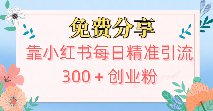 2025最新引流！靠小红书每日精准引流300＋创业粉网创吧-网创项目资源站-副业项目-创业项目-搞钱项目念念云网创