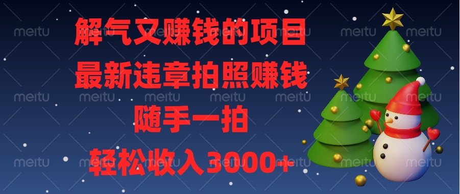 解气又赚钱的项目，最新违章拍照赚钱，随手一拍，轻松收入3000+网创吧-网创项目资源站-副业项目-创业项目-搞钱项目念念云网创