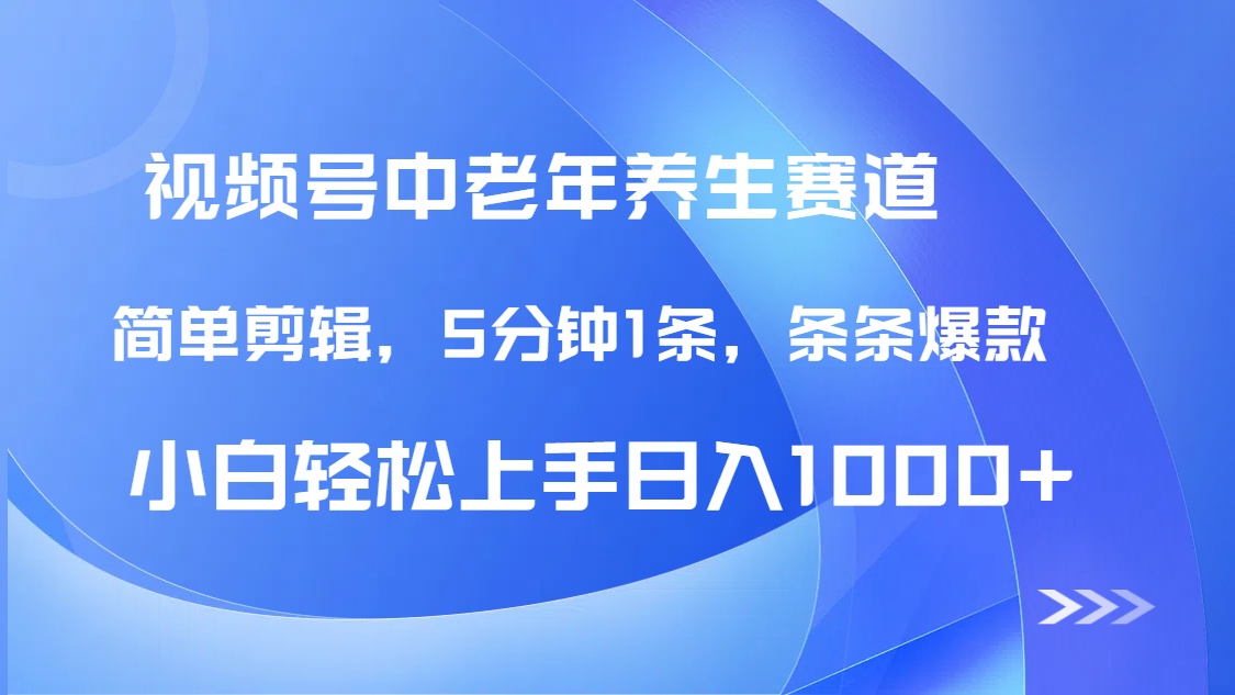 DeepSeek+既梦做视频号中老年养生赛道，条条爆款5分钟1条，轻松日入1000+网创吧-网创项目资源站-副业项目-创业项目-搞钱项目念念云网创