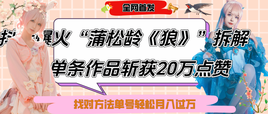 抖音爆火“蒲松龄《狼》”实战拆解，仅6条作品涨粉24W,单条作品收获20万点赞，找对方法轻松起号月入过万网创吧-网创项目资源站-副业项目-创业项目-搞钱项目念念云网创