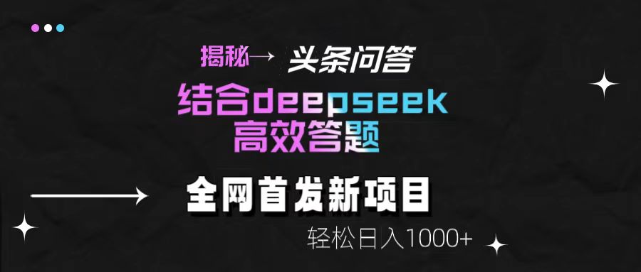 揭秘头条问答新玩法！结合deepseek高效答题，轻松日入1000+网创吧-网创项目资源站-副业项目-创业项目-搞钱项目念念云网创