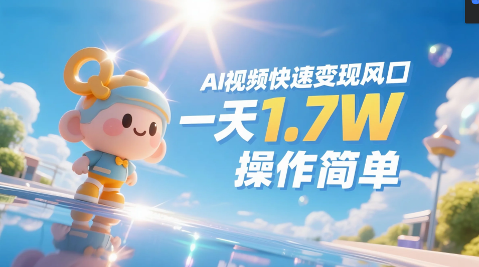《Ai视频变现风口，一天1.7W，收入无上限，操作简单》网创吧-网创项目资源站-副业项目-创业项目-搞钱项目念念云网创
