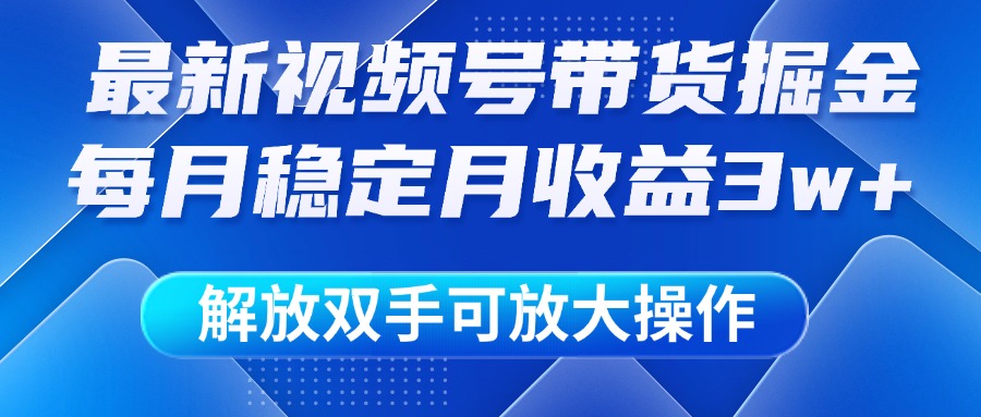 最新视频号带货掘金项目，每月稳定月收益3w+，解放双手，可放大操作网创吧-网创项目资源站-副业项目-创业项目-搞钱项目念念云网创