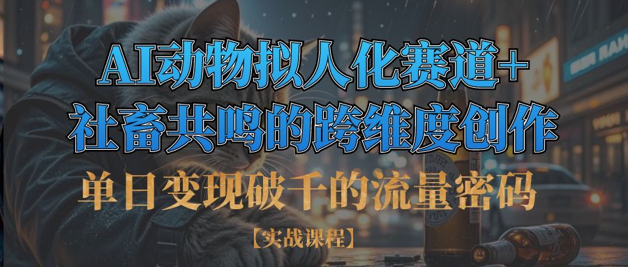 单日变现破千的流量密码,AI动物拟人化赛道+社畜共鸣的跨维度创作网创吧-网创项目资源站-副业项目-创业项目-搞钱项目念念云网创